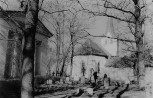 Vaade kirikule, surnuaiale ja kabelitele.. Autor: I. Vilde. Aasta: 1970. #39752/2