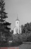 Lganuse kiriku 1950. aastatel taastatud tornikiiver, mis oli endisest kiivrist ligi poole vrra madalam.. Foto: V. Raam, 1958. Muinsuskaitseameti arhiivi fotokogu