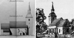 Vaade Kuusalu kiriku põhja- ja lõunaküljele enne 1899-1890. a ümberehitust. Foto: Kuusalu kiriku kooriruumi siseviimistlusuuringud. Tegevuskava. 2021