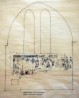 Valjala kiriku koori põhjaseinas 1972.a.puhastatud maalingud. Graafiline dokumentatsioon Valjala kiriku kooriruumi põhjaseinal väljapuhastatud maalingute leiuolukorrast 1972.a. Teostatud kalkapaberile (mõõtkavas 1:20?)