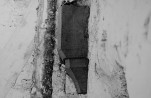 Kirikuruumi kagunurga turba konsooli rekonstruktsioon. Vaade konsoolile läänest.. Autor: T. Böckler. Aasta: 1957. # N-1748/1