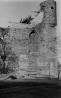 Vaade kloostri idatiiva põhjaosale idast torni konserveerimistööde ajal; all näha restaureeritud müüriosa avad V-12 ja V-11.. Autor: V. Raam, R. Zobel, K. Aluve. Aasta: 1954-1957